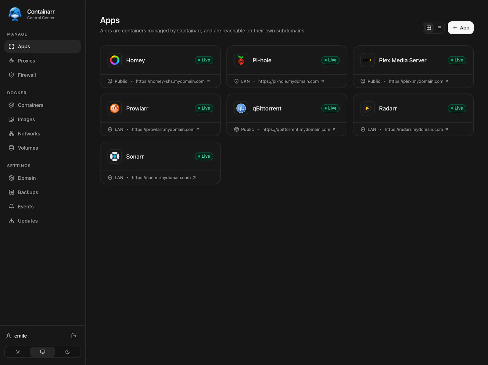 Containarr screenshot 2