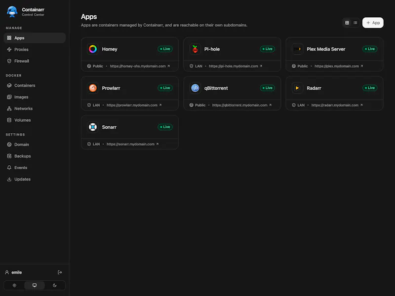 Containarr screenshot 2