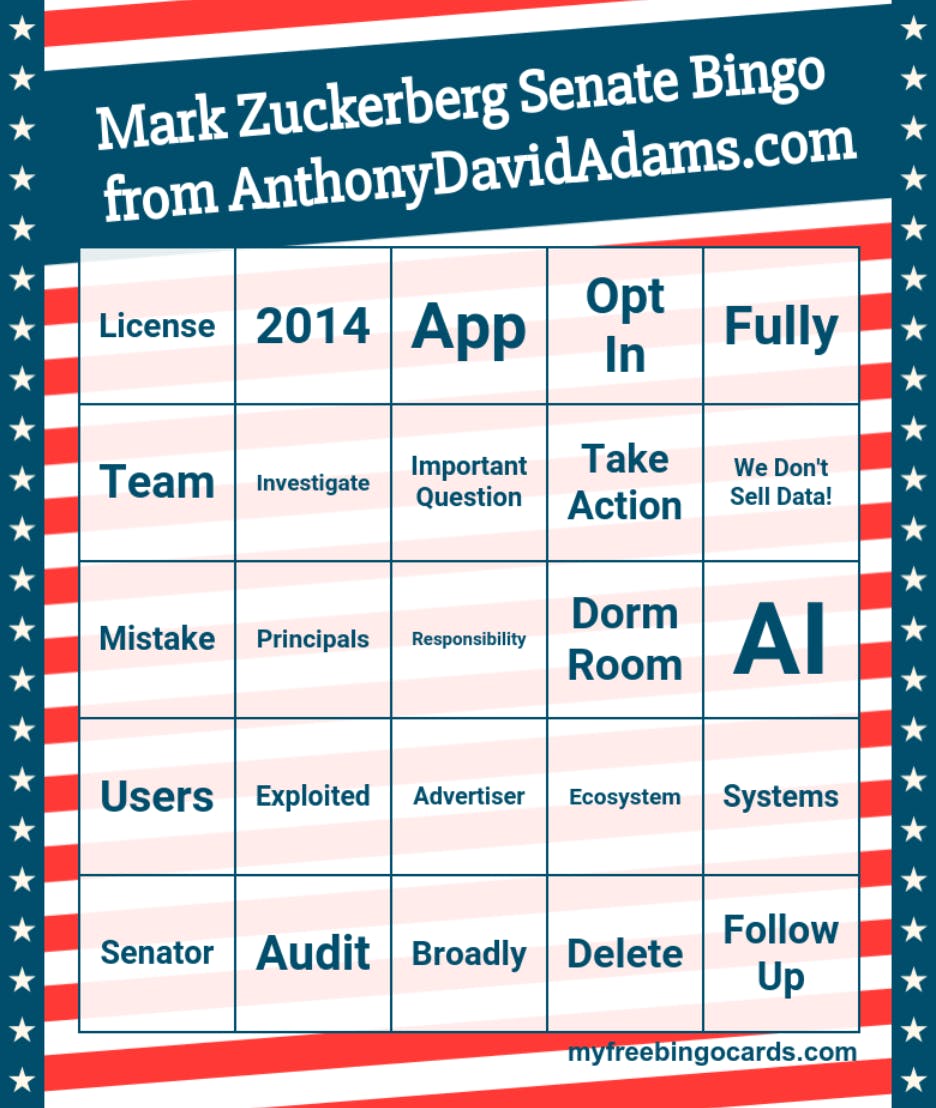 Zuckerberg Senate Bingo! media 1