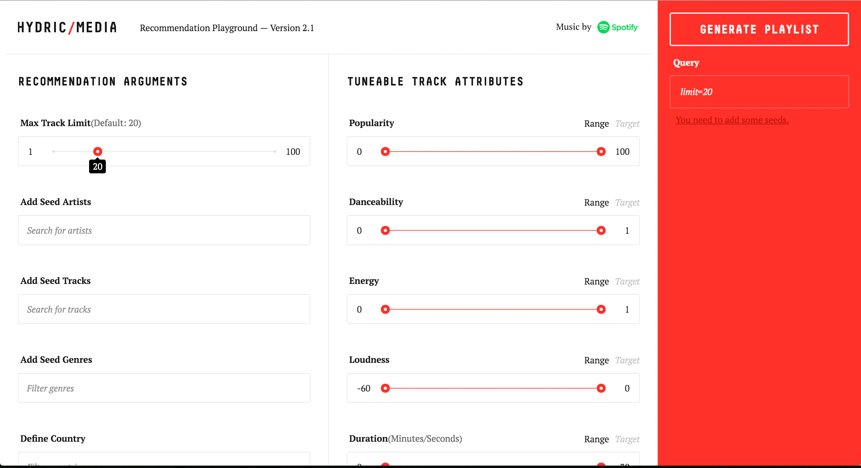 Recommendation Playground for Spotify