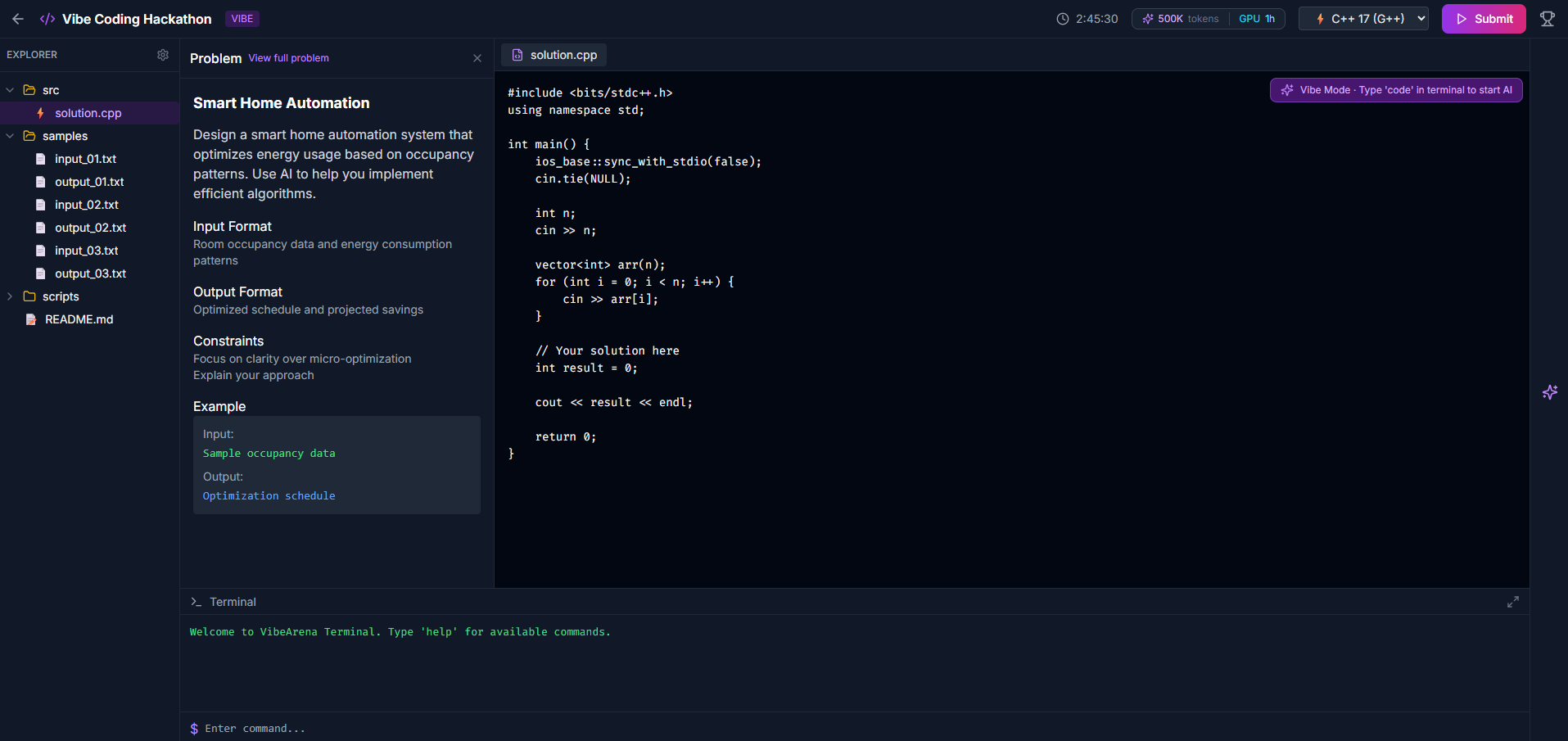 VibeArena - Main product screenshot demonstrating key features and user interface
