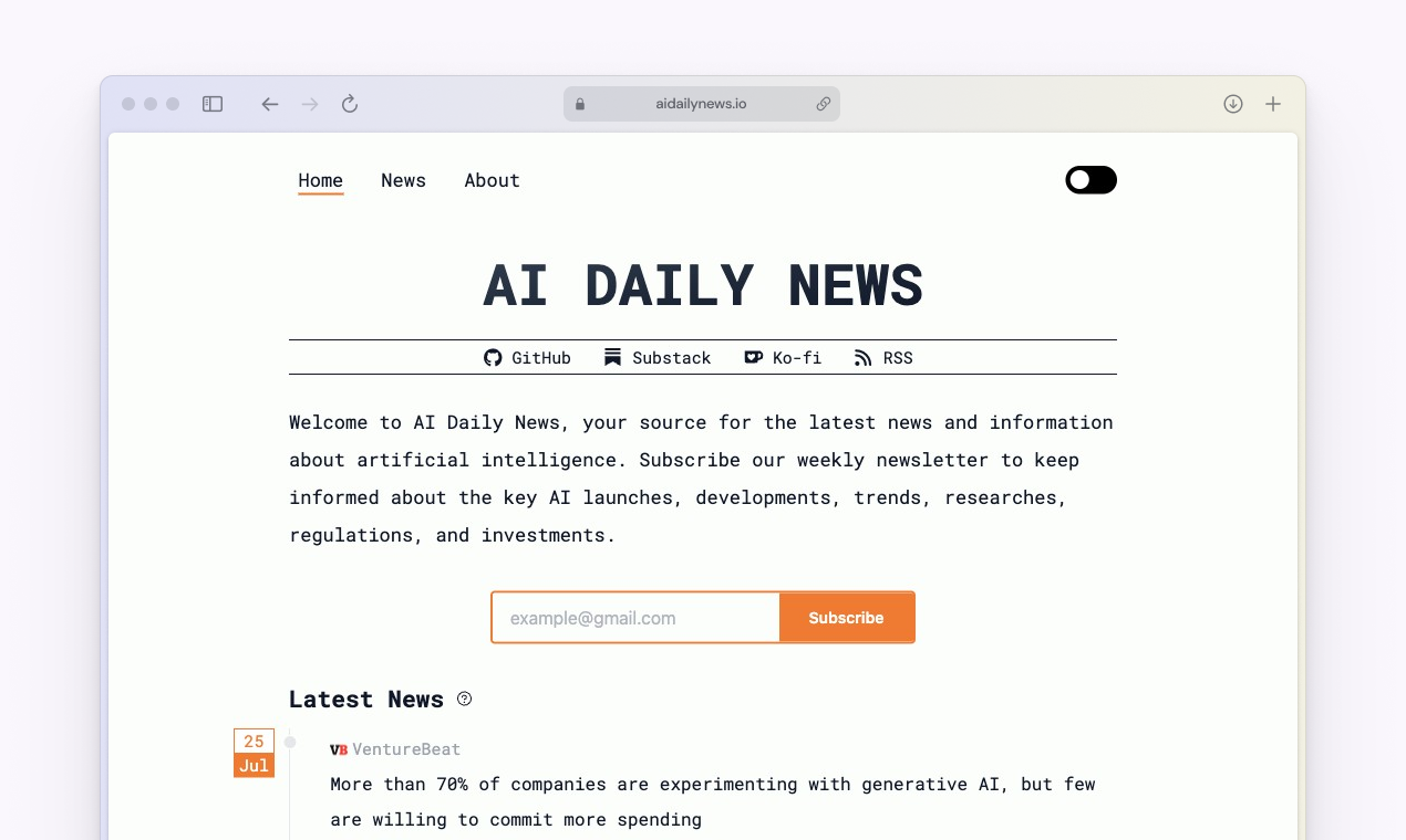 startuptile AI Daily News-Latest AI news in a timeline