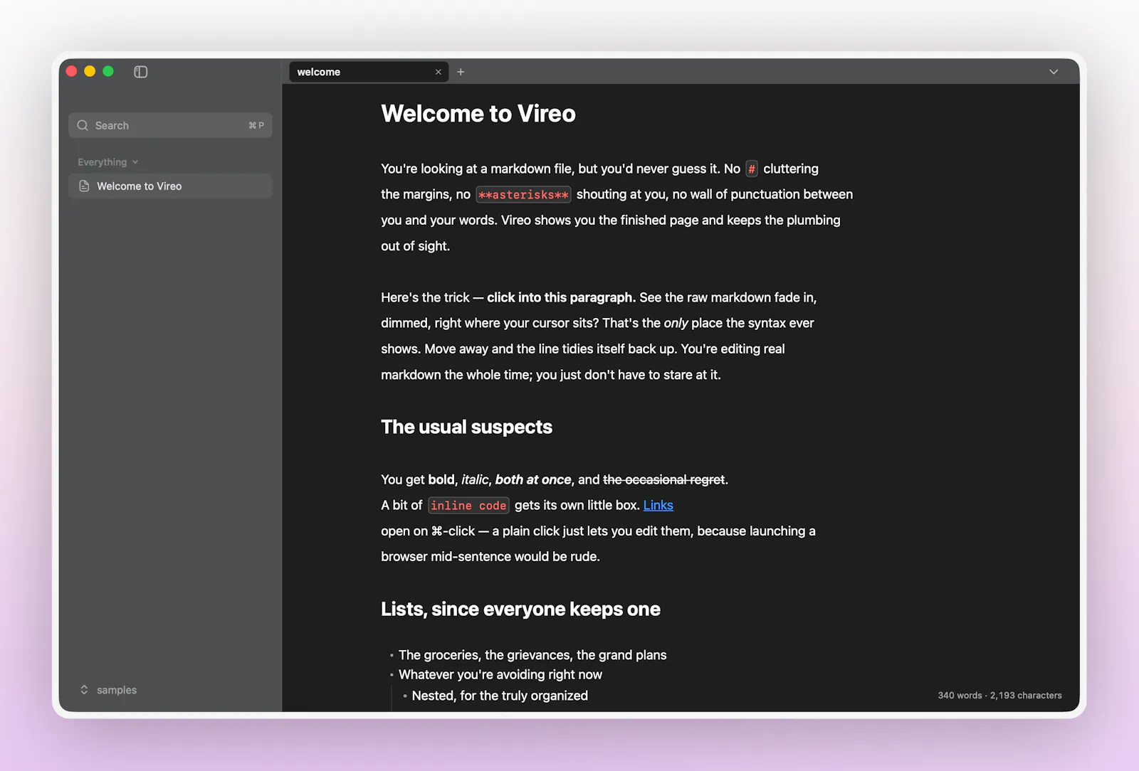Vireo - Simple Markdown Editor for MacOS screenshot 1