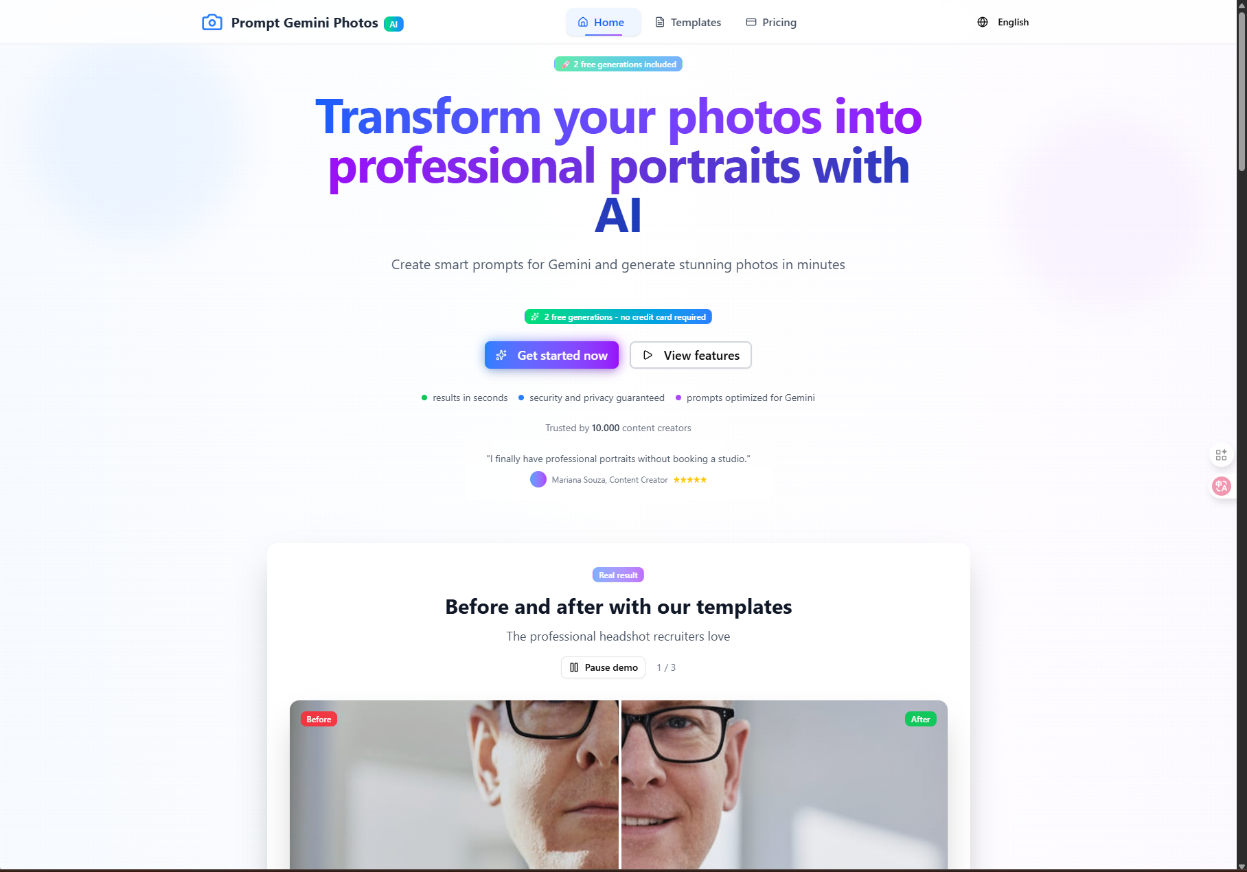 Média Fotos Gémeaux rapides - La photographie professionnelle de l'IA invite Google Gemini 1