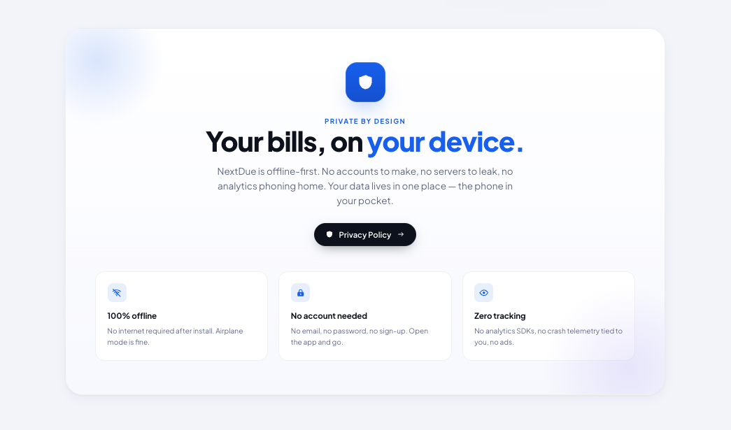 NextDue — Stay ahead of every bill gallery image