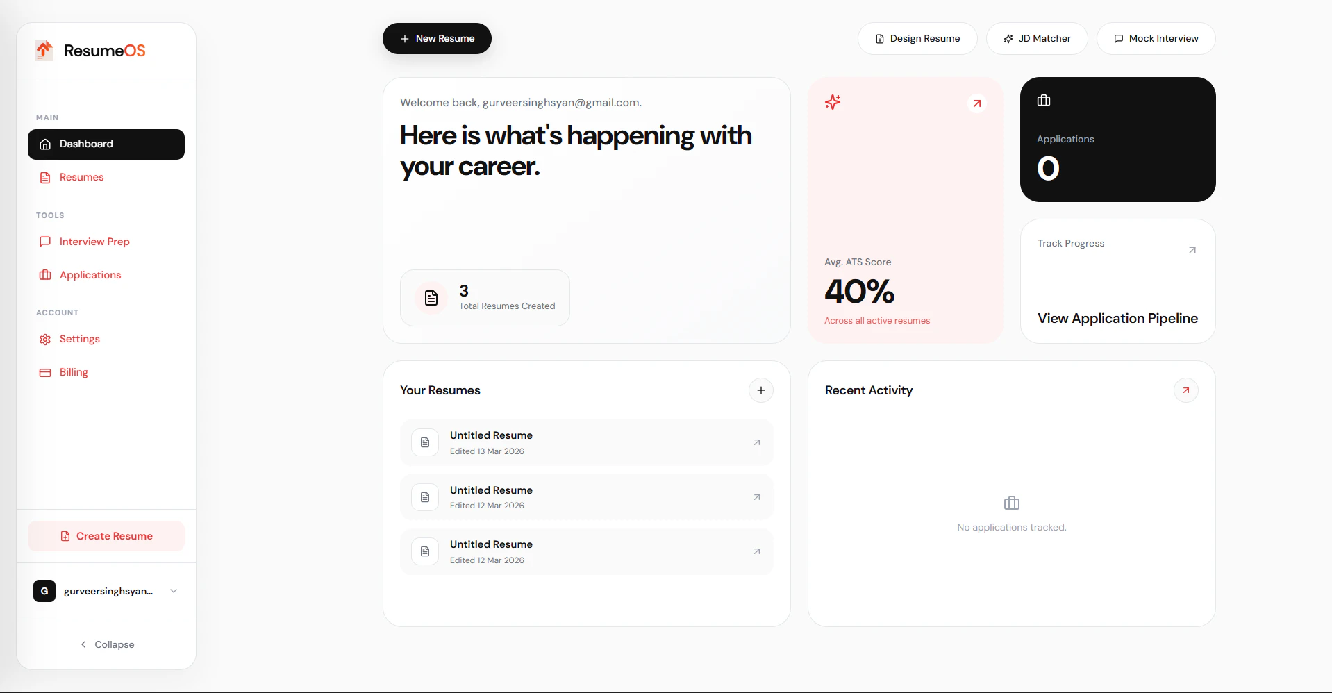 ResumeOS screenshot 1