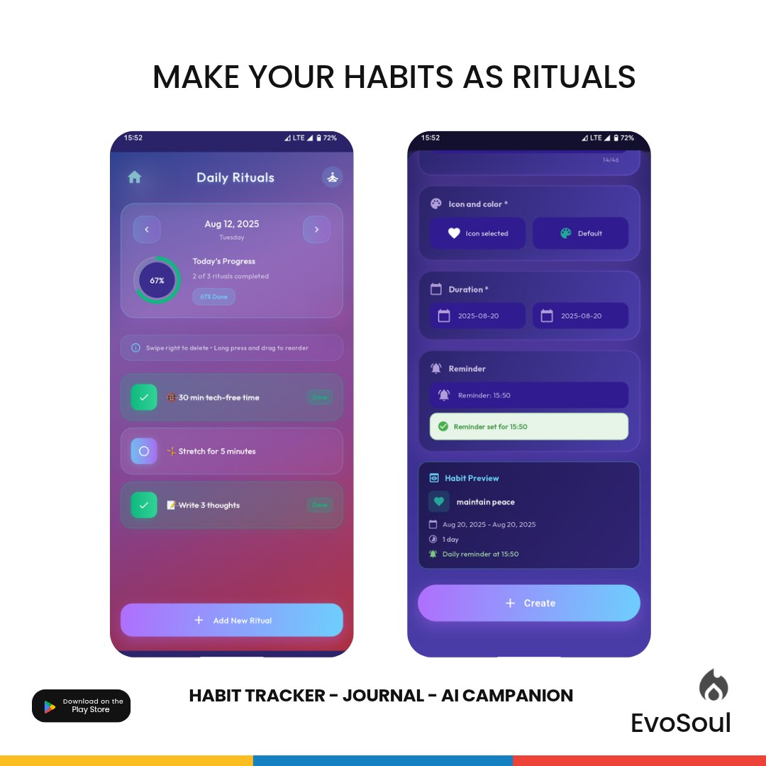 Média Evosoul-ai Journal, Habit & Humeur Tracker - Votre système d'exploitation soul propulsé par l'IA pour la croissance quotidienne. 3