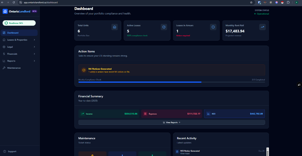OntarioLandlord - Screenshot 2 showing product features and functionality