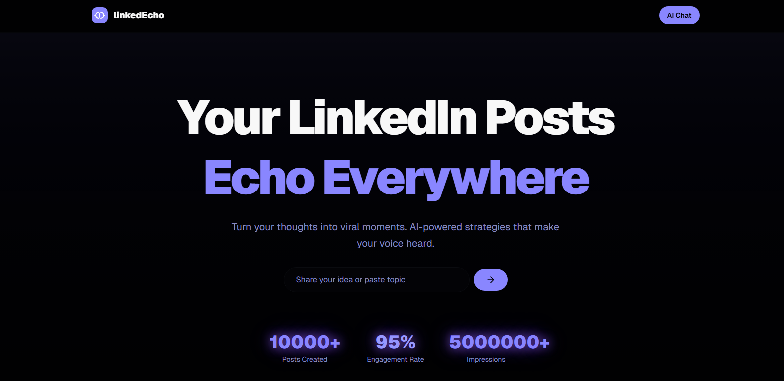 linkedEchoAi - Main screenshot showing features and interface