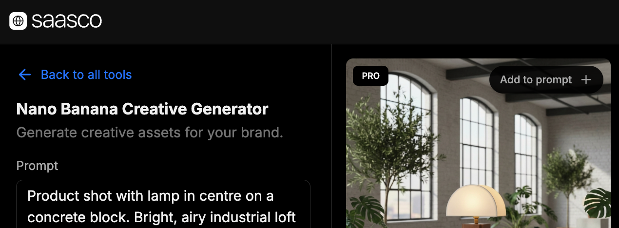 Saasco - Nano Banana Creative Generator gallery image