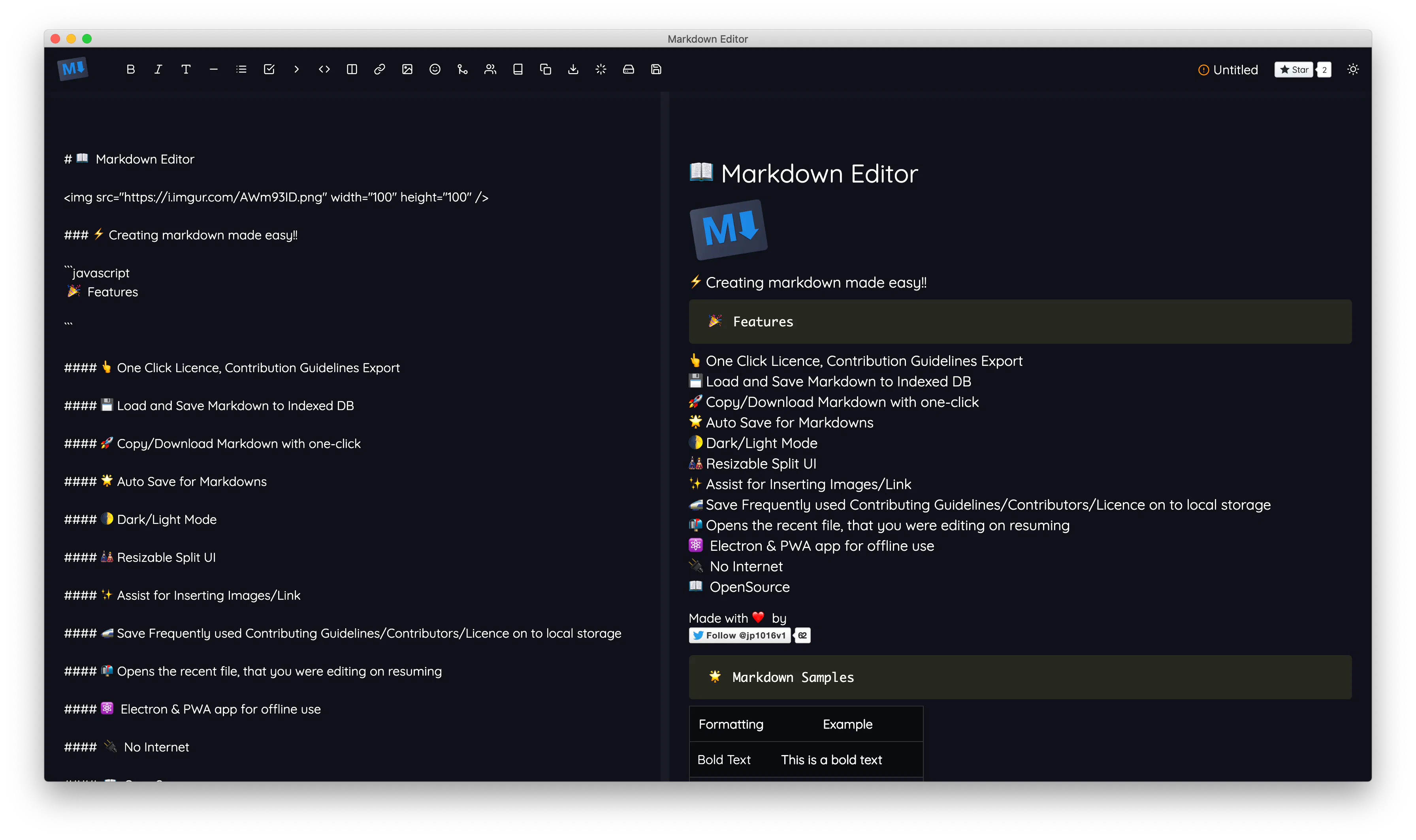Markdown Editor: Clean, modern & open-source WYSIWYG markdown editor ...