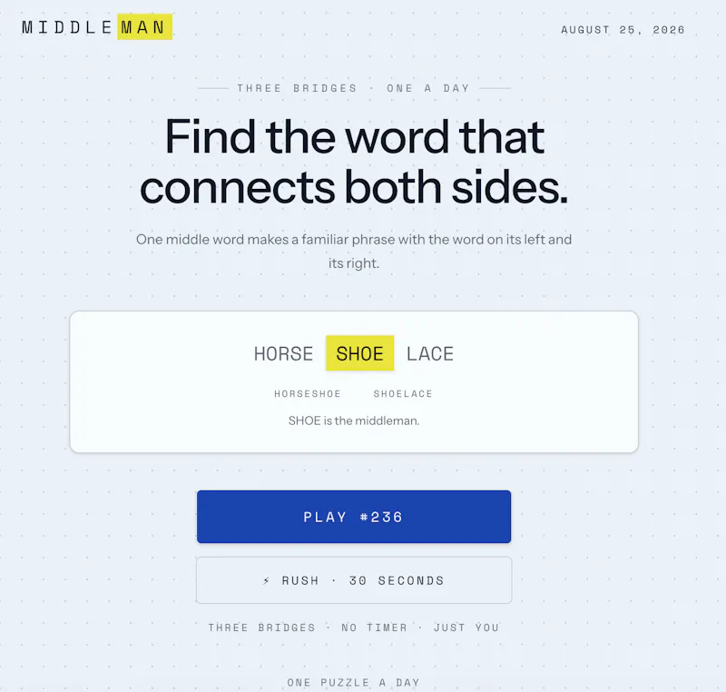 Middleman — a daily word bridge screenshot 1