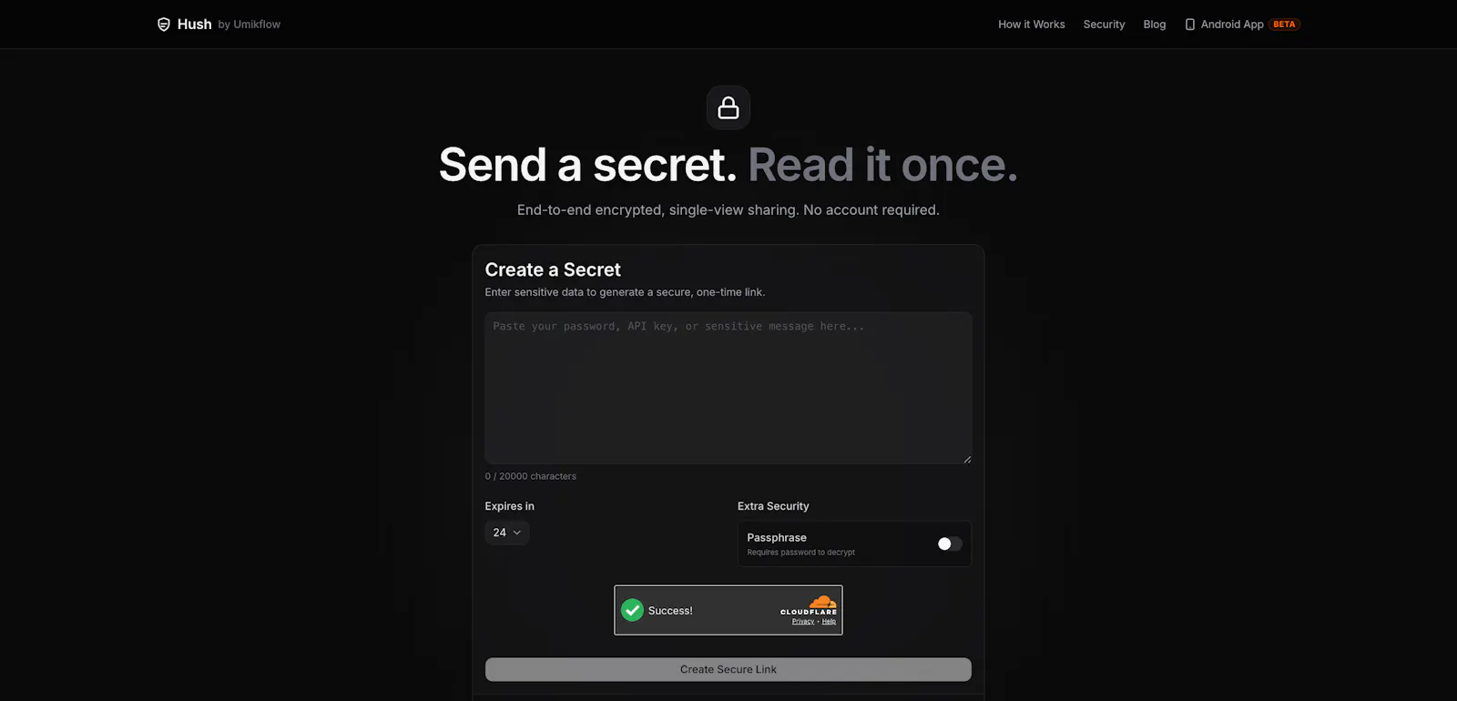 Hush screenshot 1
