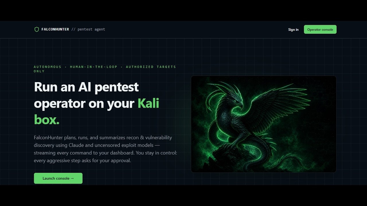 FalconHunter Autonomous Pentesting Agent gallery image