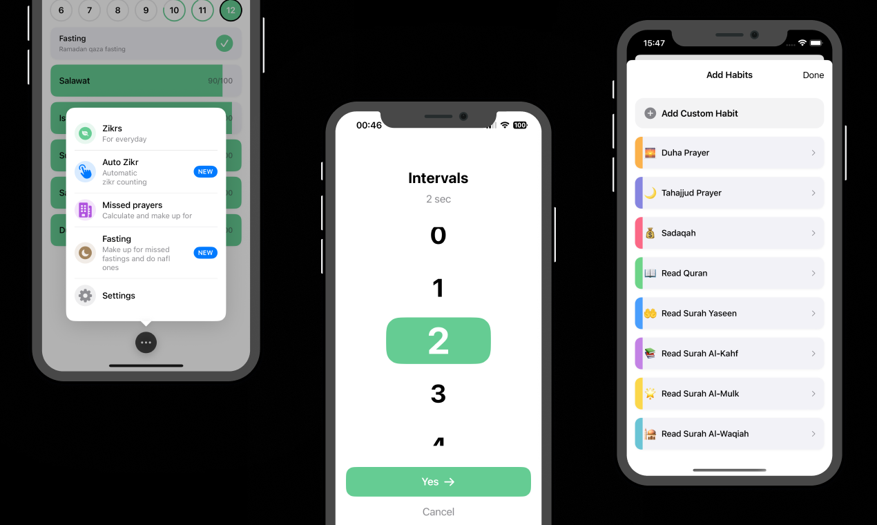 Полный мусульманский Dhikr & Dibbeter Tracker - Производительность iOS Мусульманский трекер Dhikr Castings Salah Two медиа 4