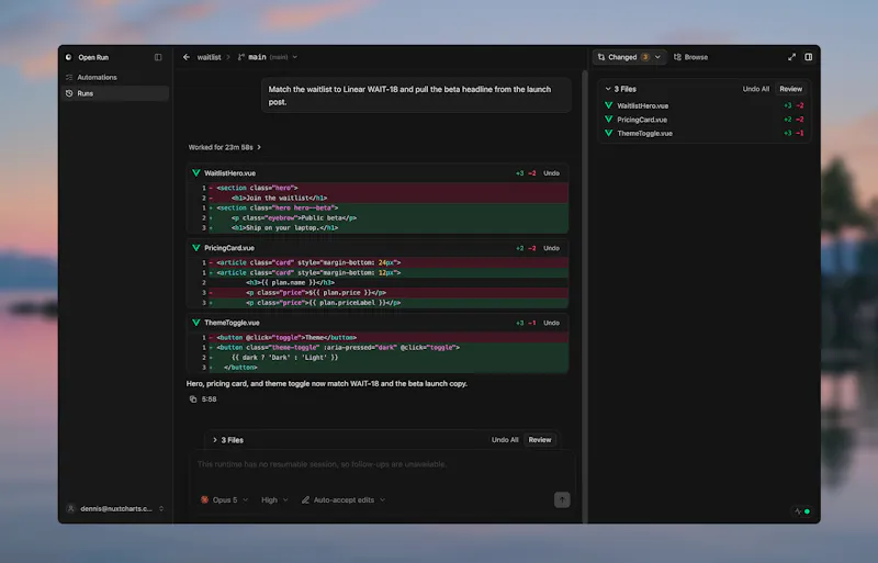 Open Run screenshot 2