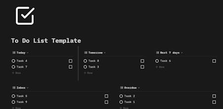 Notion To Do List Template gallery image
