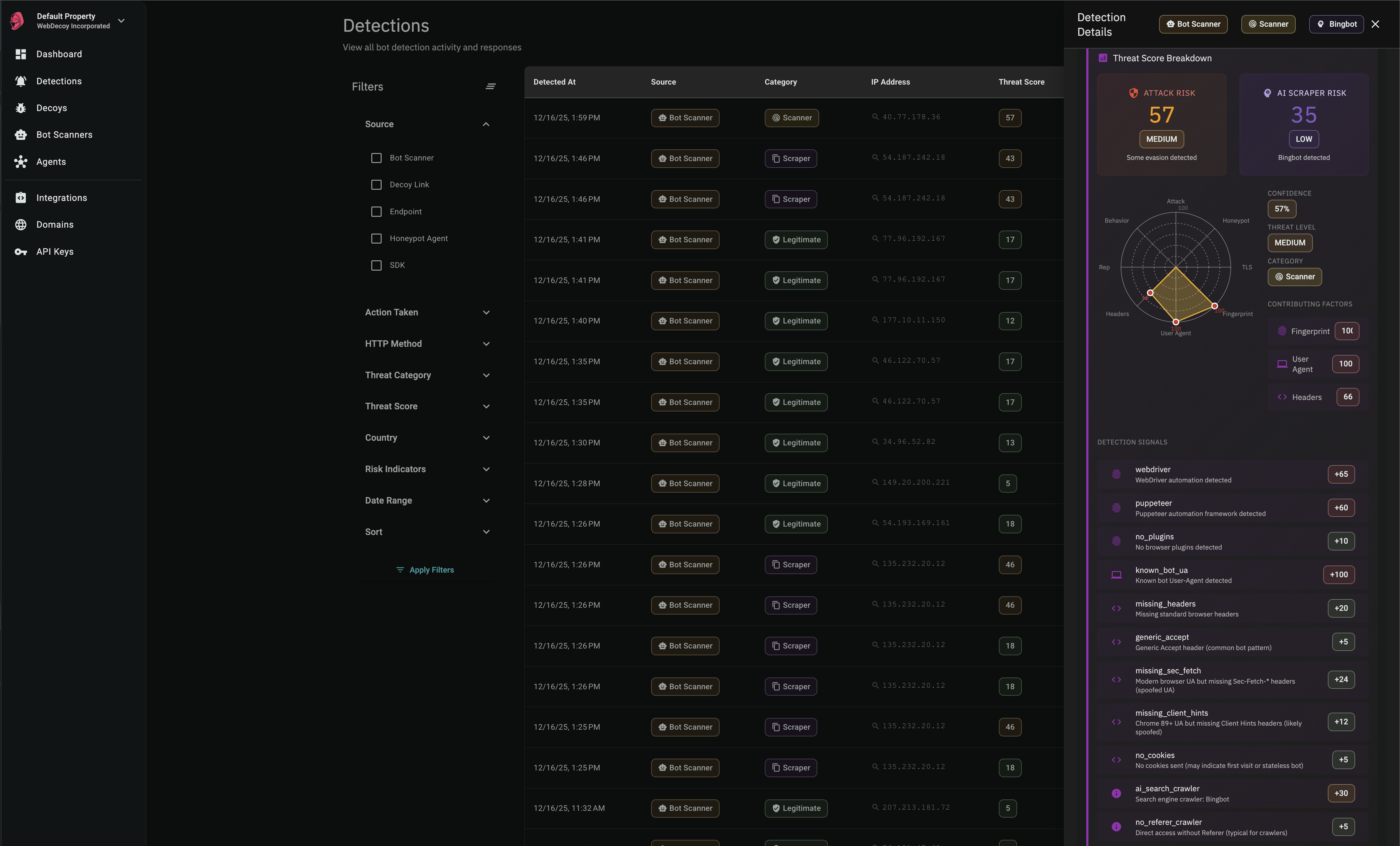 WebDecoy - Screenshot 2 showing product features and functionality