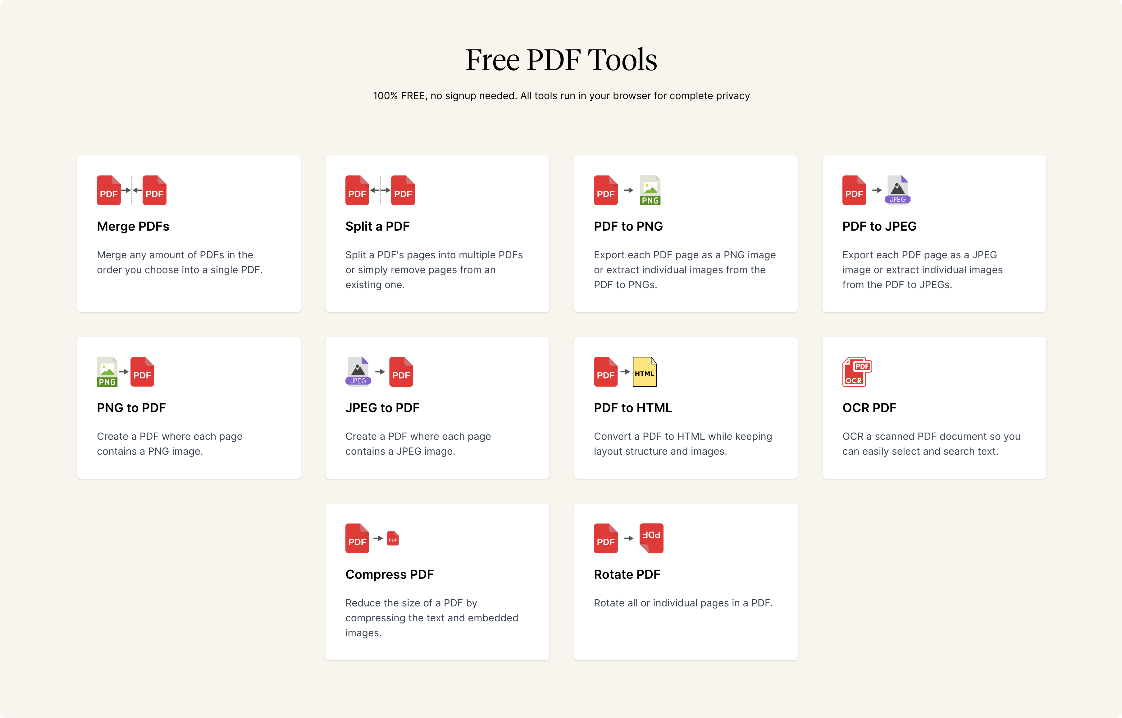 startuptile PDF.ai Free tools-Free PDF tools merge split compress compress rotate etc