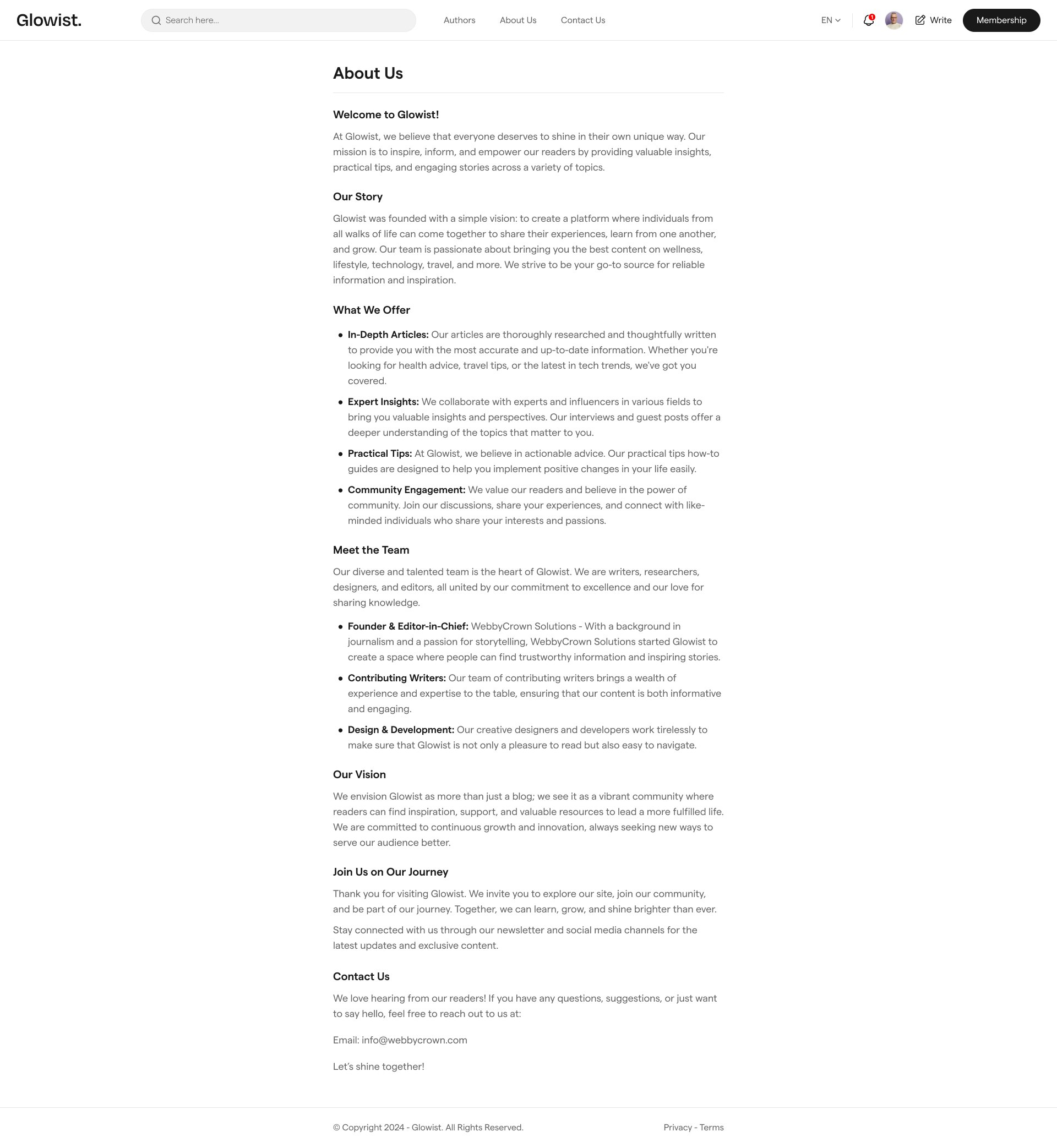 Glowist: Blog เว็บไซต์เทมเพลต Next.js media 18