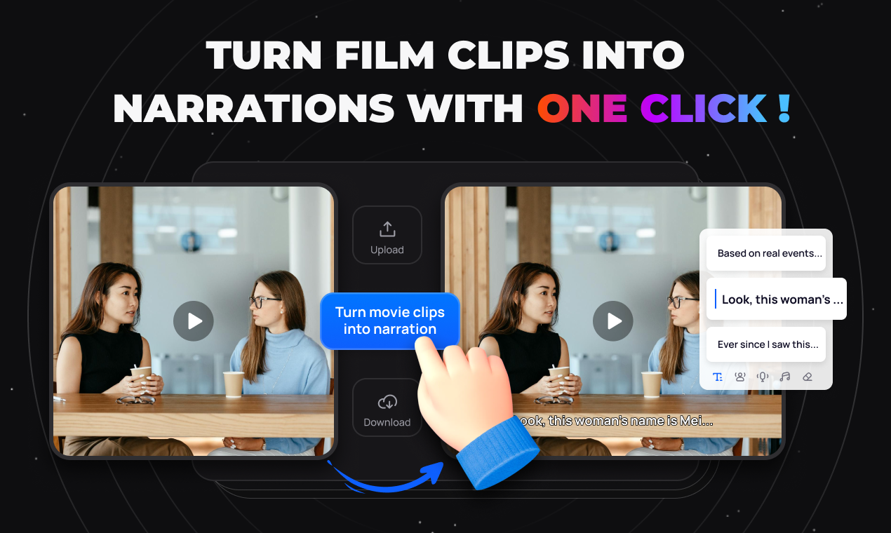 ghostcut-short-film-narration - Turn film clips into narration videos with one click