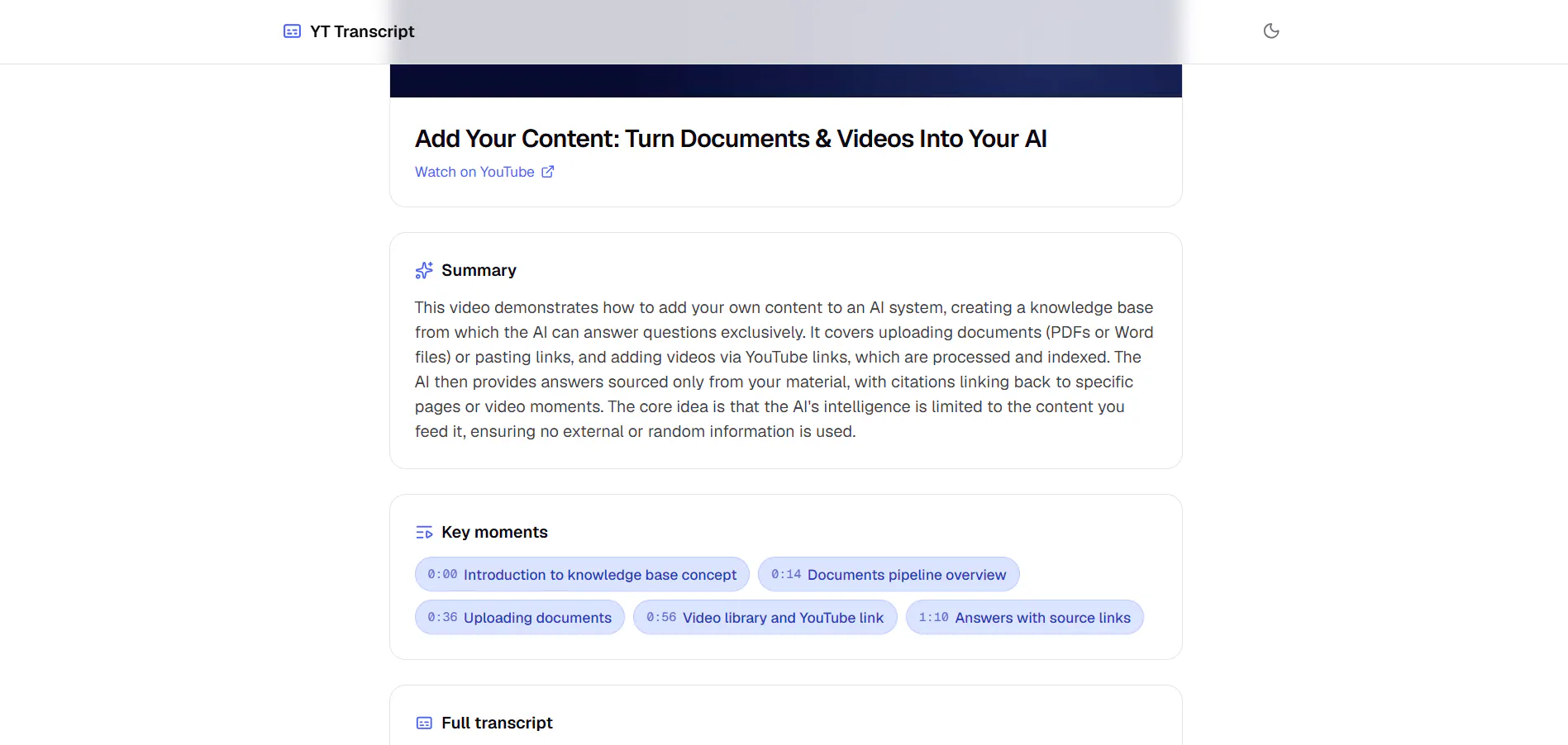 YouTube Transcript & Summary Generator gallery image