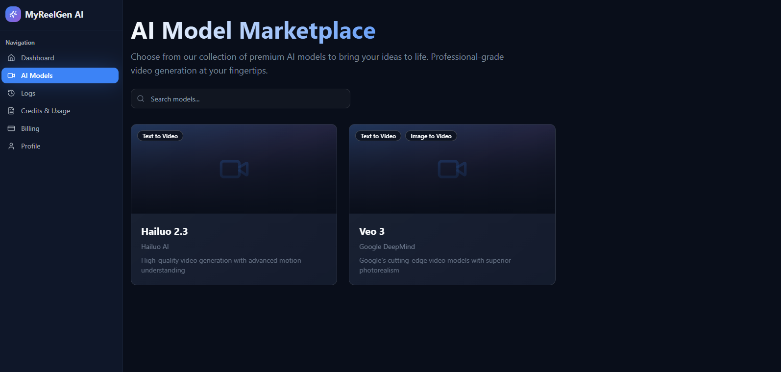 MyReelGen Ai - Screenshot 2 showing product features and functionality