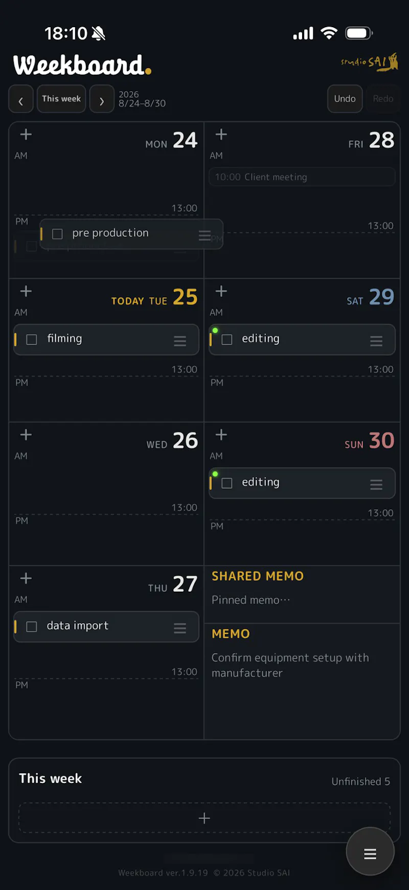 Weekboard screenshot 3