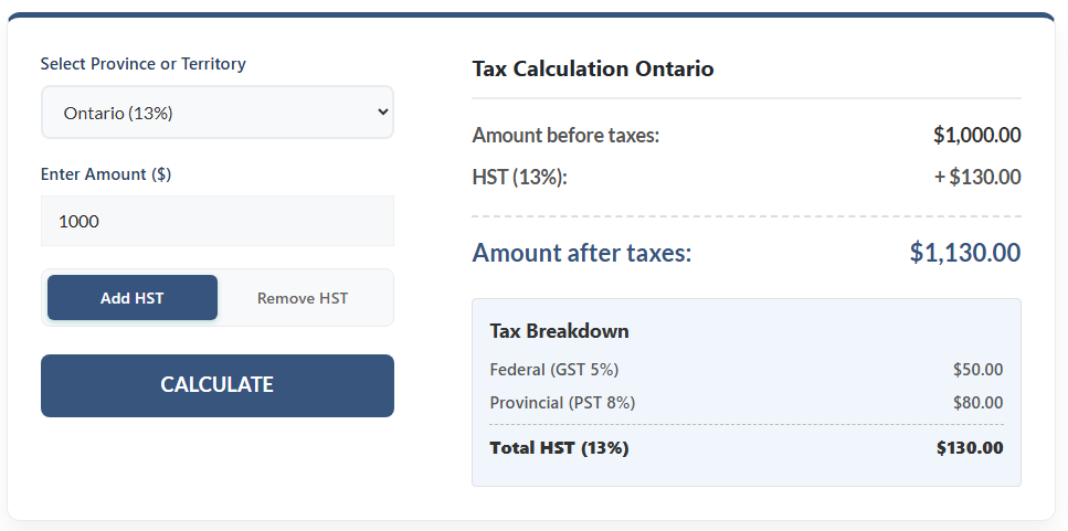 HST Calculator gallery image