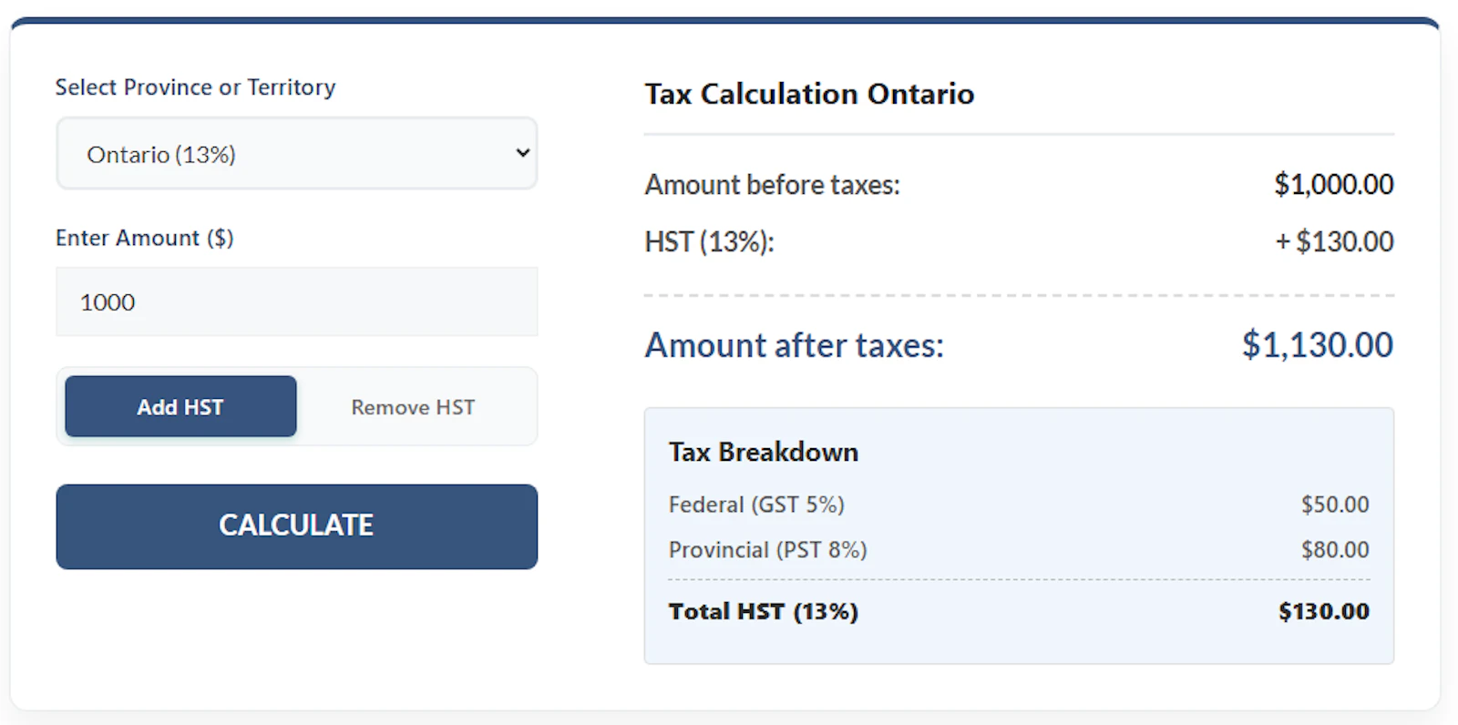 HST Calculator screenshot 2