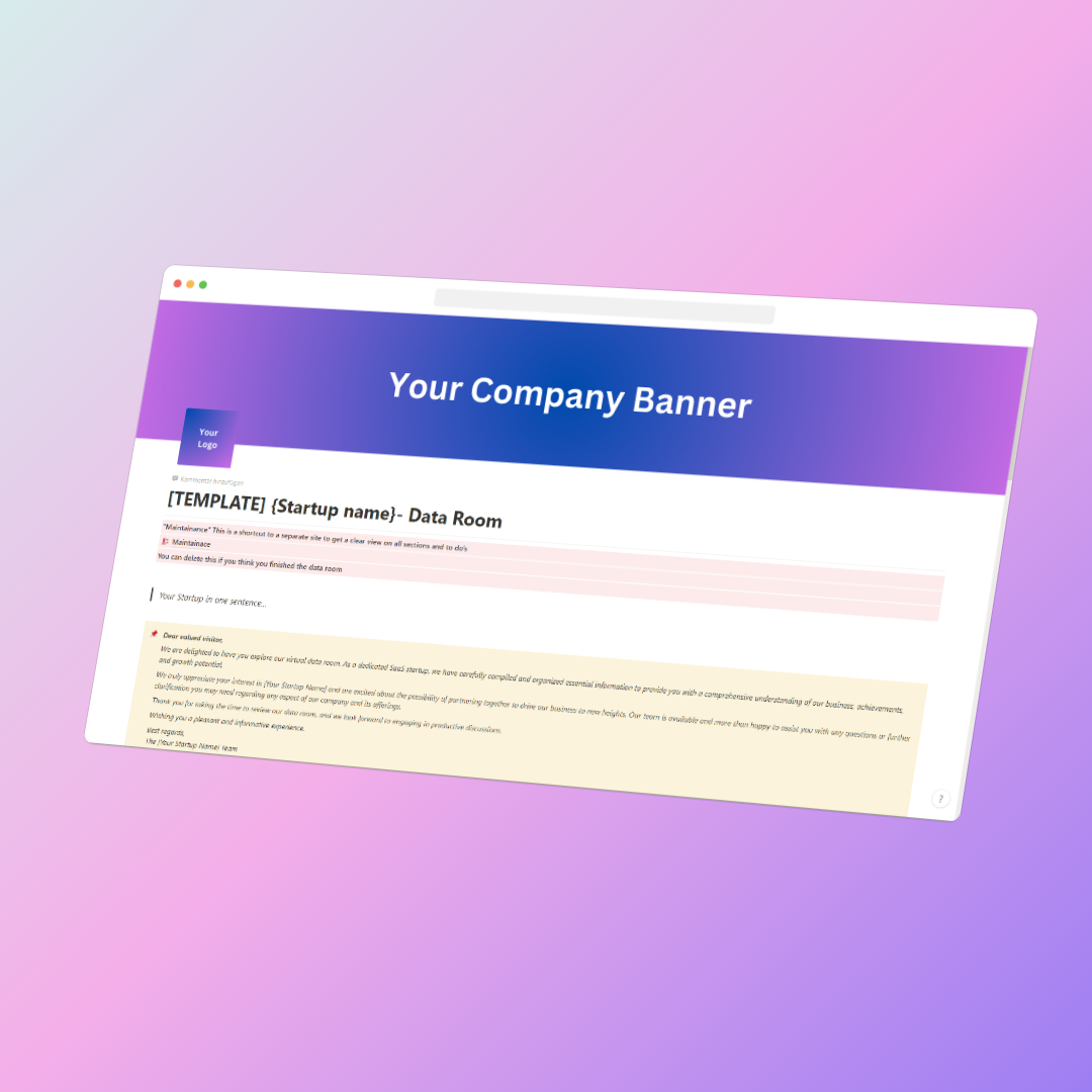 SaaS Startup Virtual Data Room [Notion]