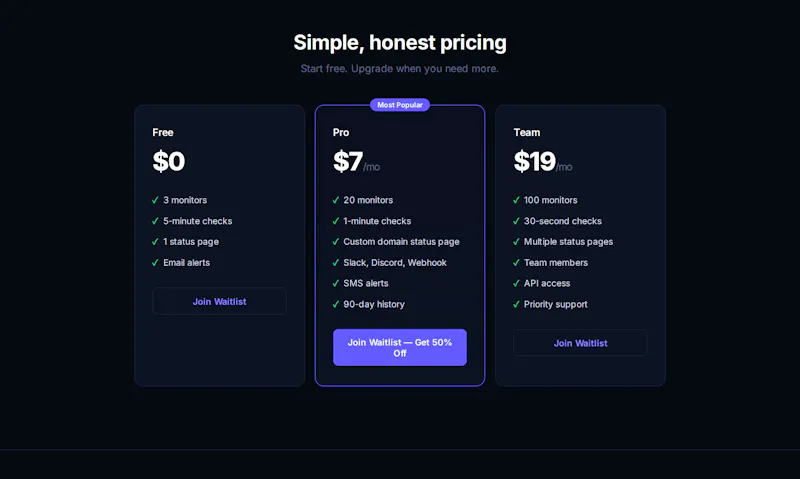 PingBase — Simple Uptime Monitoring screenshot 1