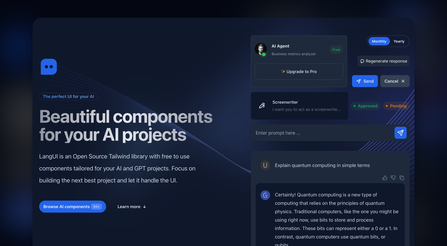 startuptile LangUI-Open Source UI components tailored for your AI projects.