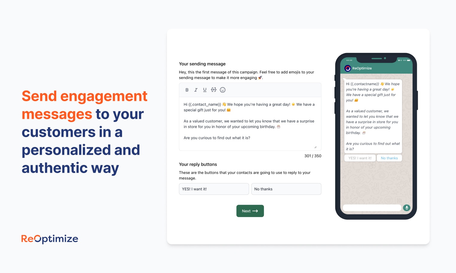 Mídia 5 de Re outimize - A plataforma de marketing do WhatsApp tudo em um para o seu negócio