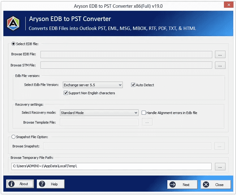 EDB ~ PST 변환기 - Exchange Server EDB에서 Outlook PST로 사서함을 내보내십시오. 미디어 2