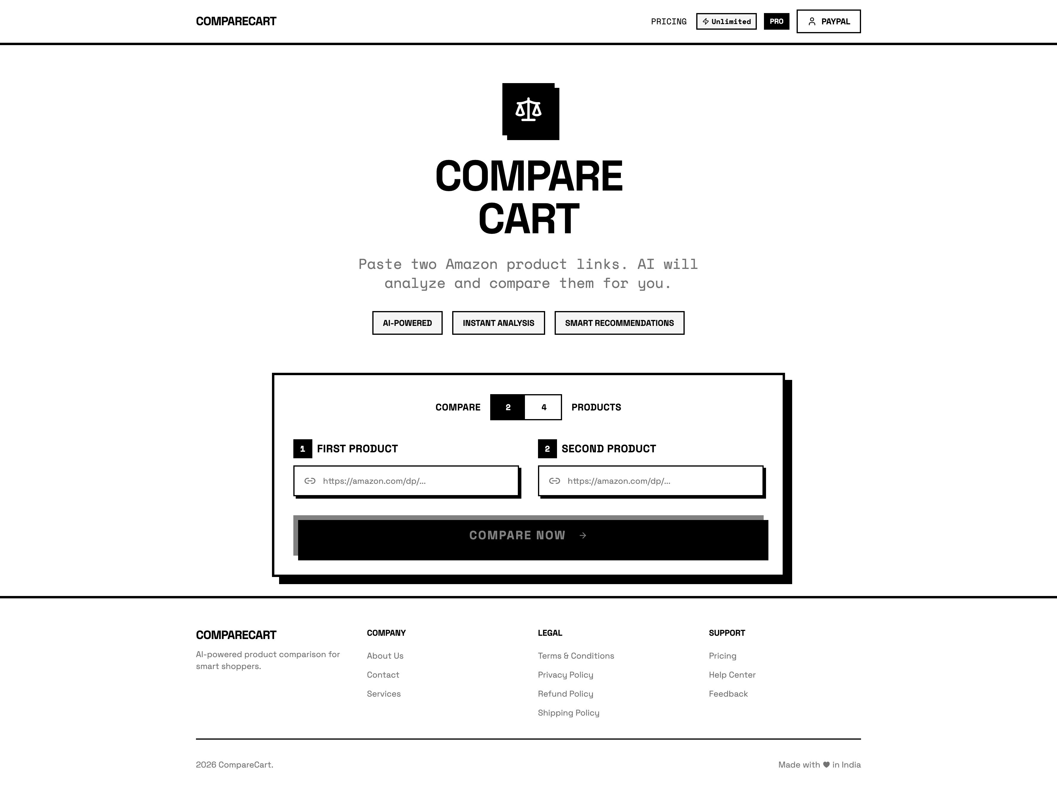 CompareCart - Main product screenshot demonstrating key features and user interface