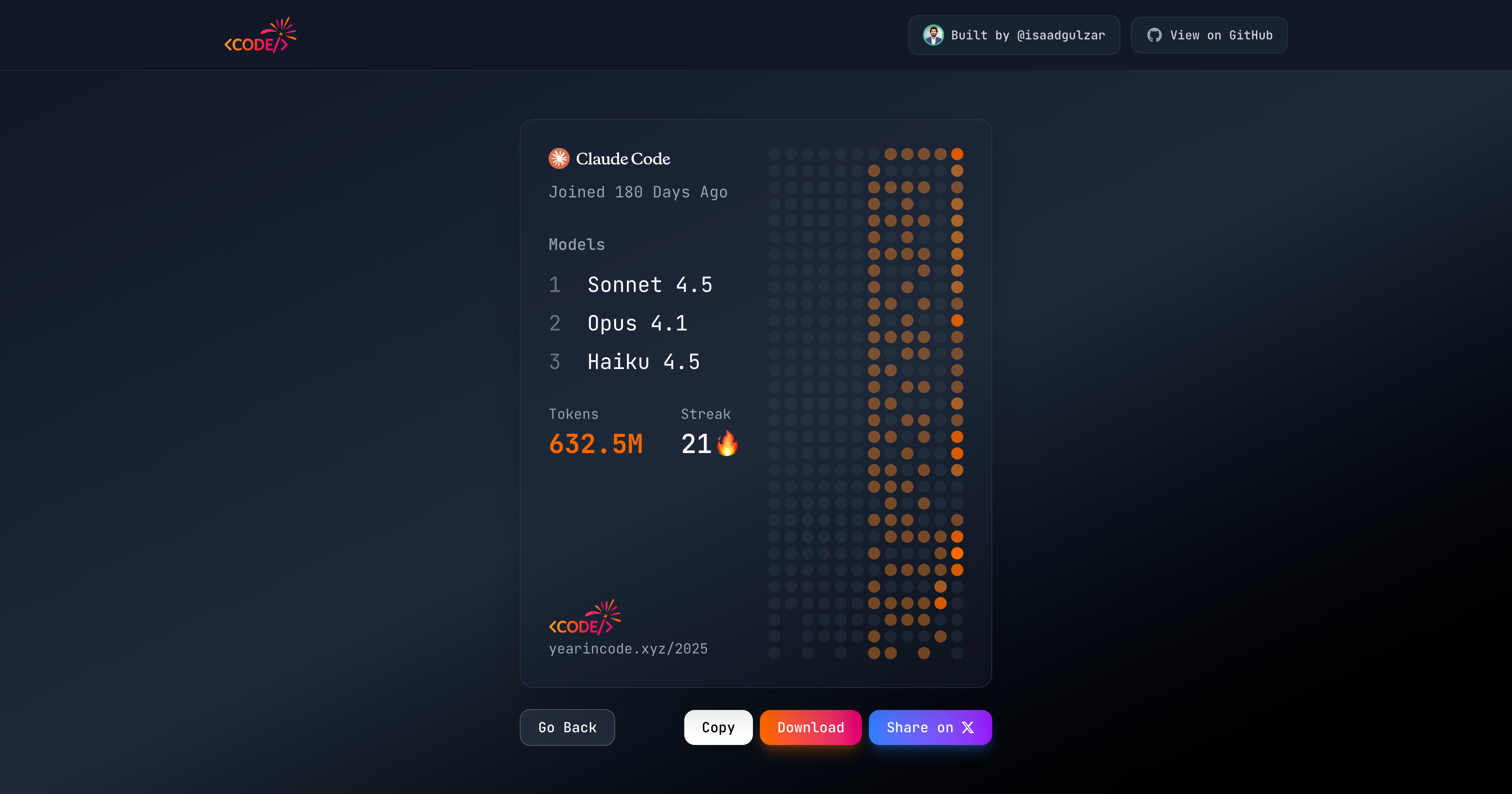 Year in Code - Screenshot 3 showing product features and functionality