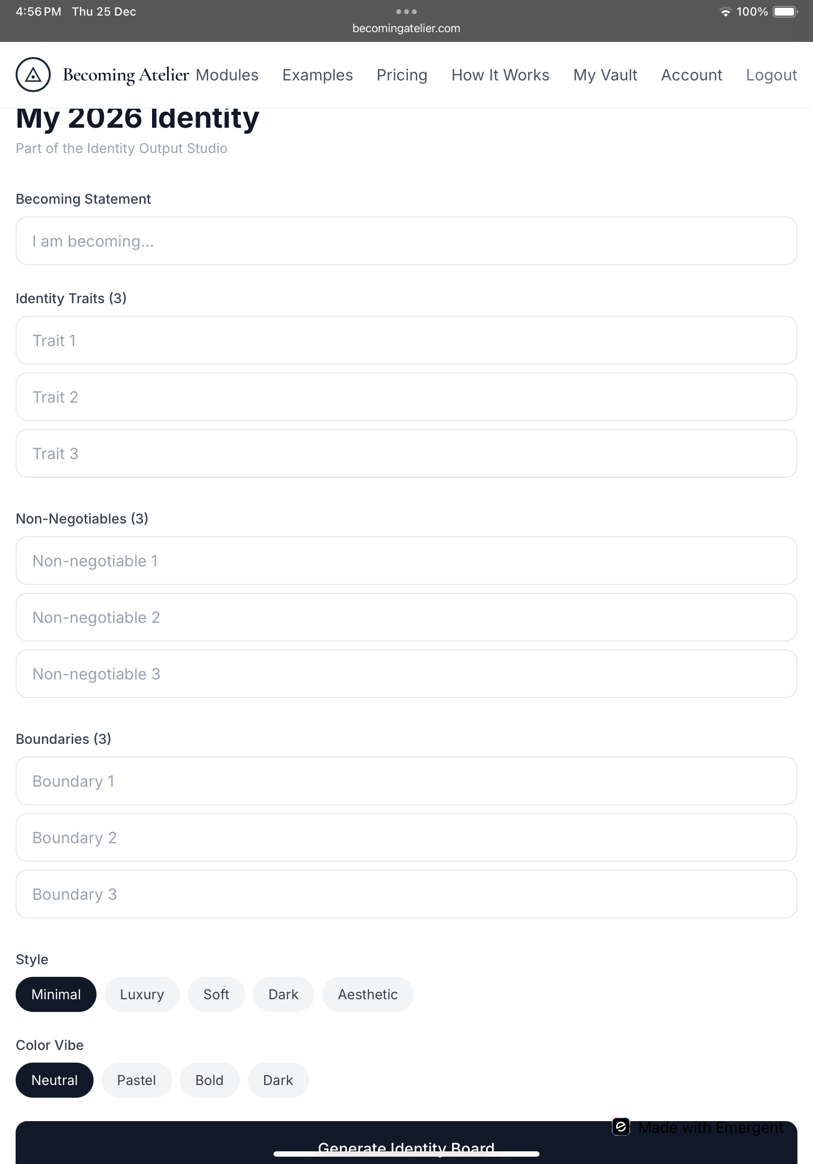 Becoming Atelier - Screenshot 2 showing product features and functionality