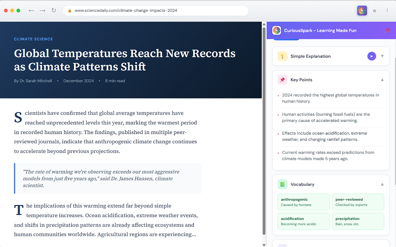 CuriousSpark - Screenshot 3 showing product features and functionality