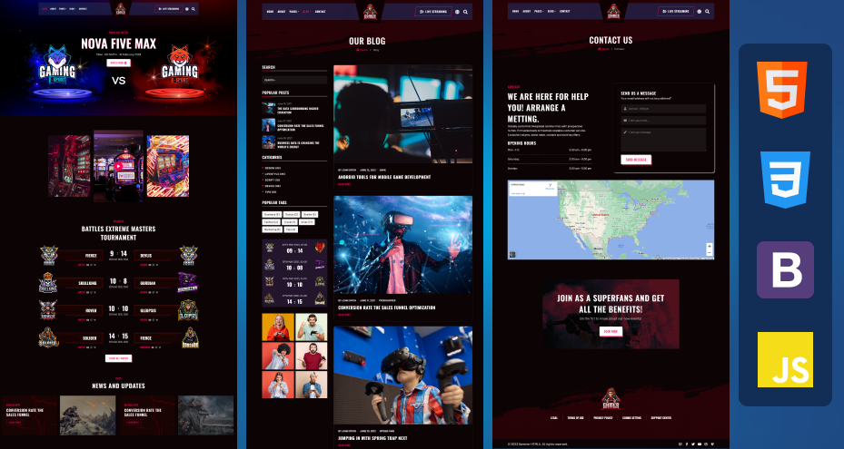 Modèle de site Web Gamer HTML5 media 3