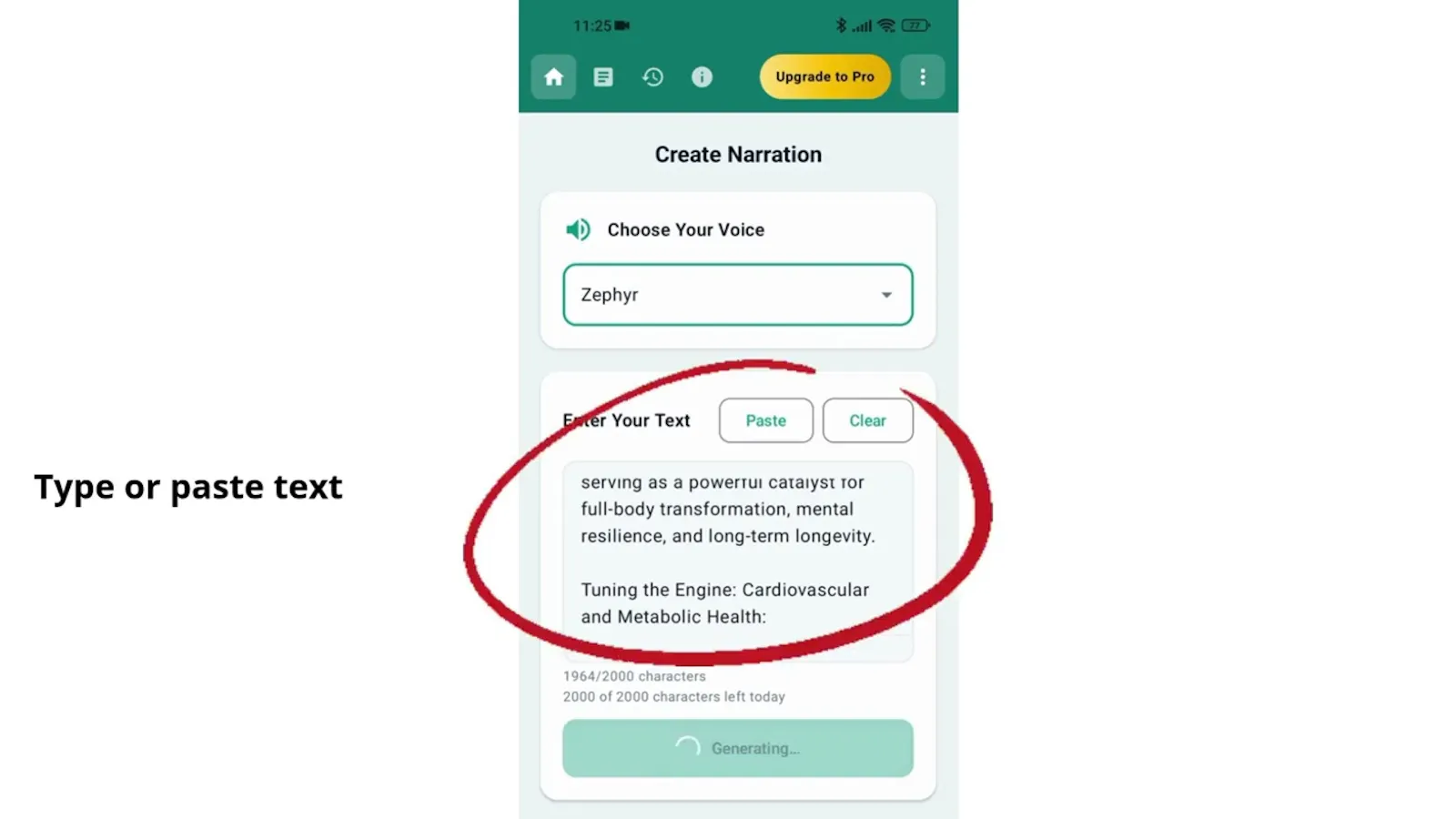 Text to Speech AI App - Long Narrations screenshot 1 (video preview)