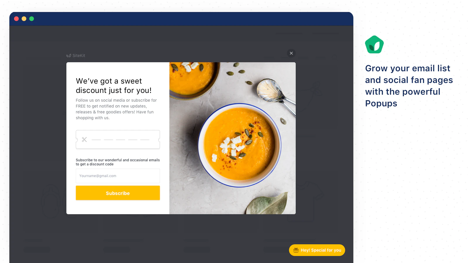 SiteKit - Promotion Bar & Popup Image