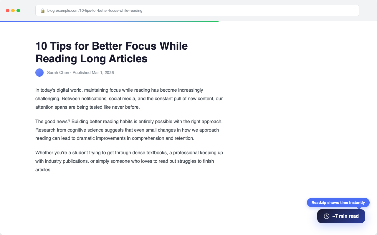 Readzip — Reading Time & Speed Tracker gallery image