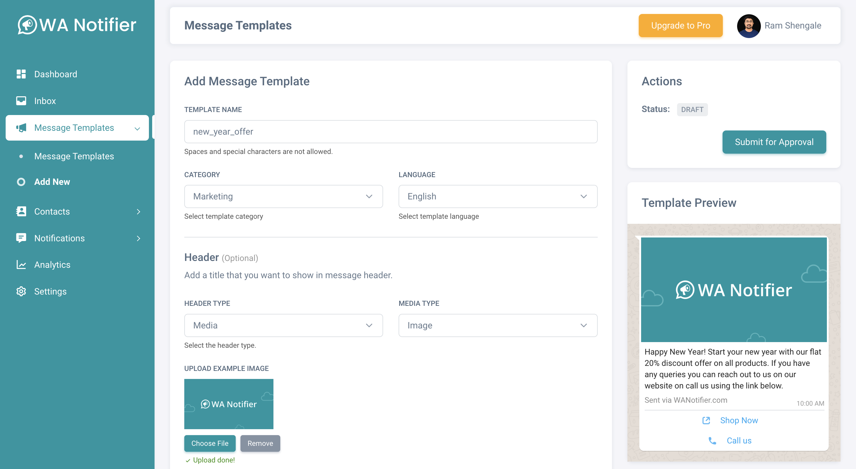 Mídia 2 de WA notificar - Envie mensagens em massa do WhatsApp usando a API do WhatsApp Cloud