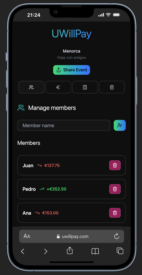 Média Uwillpay - Répartir les dépenses gratuitement 4