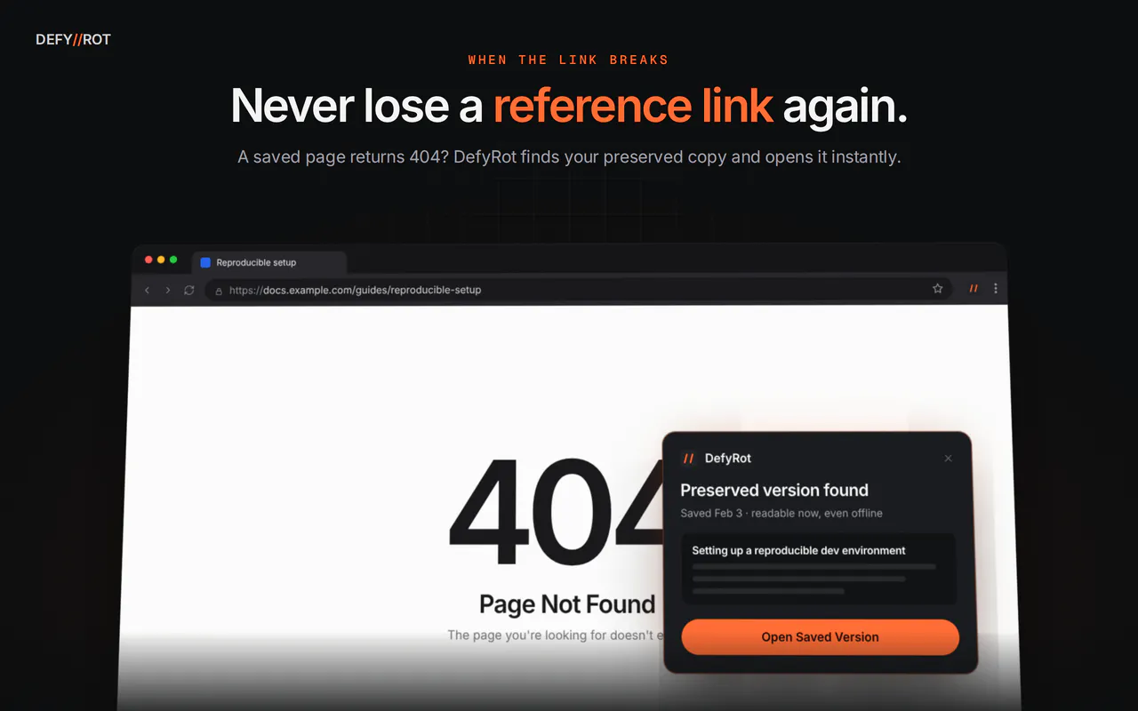 DefyRot — Never lose a reference link. gallery image