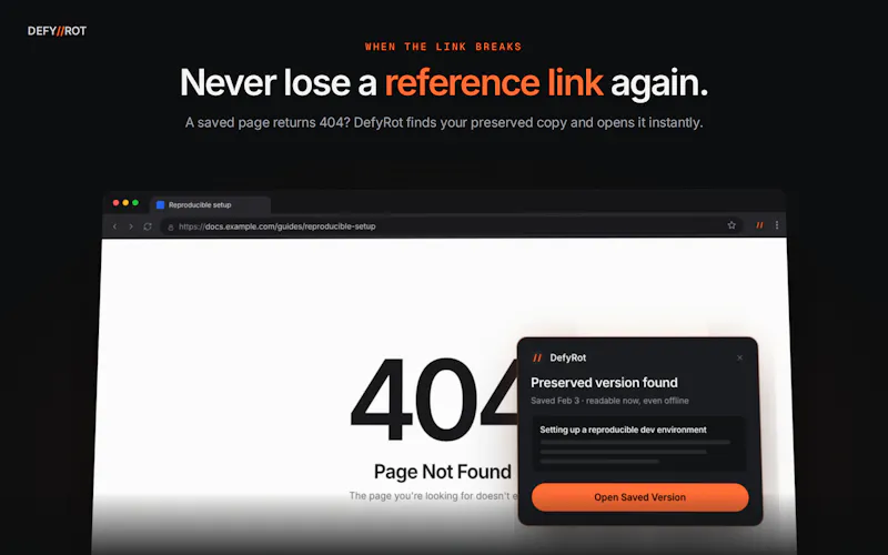 DefyRot — Never lose a reference link. screenshot 2