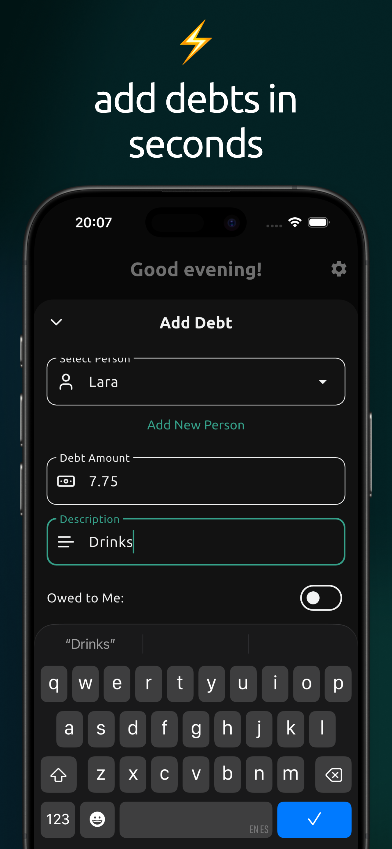 Dibs — Friendly Debt Tracker - Screenshot 2 showing product features and functionality