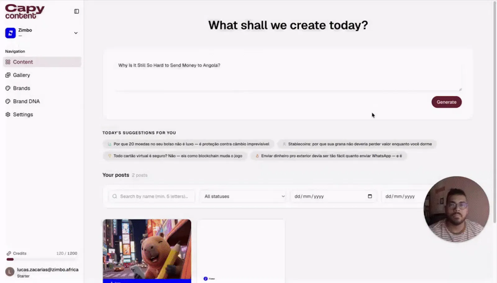 CapyContent screenshot 1 (video preview)