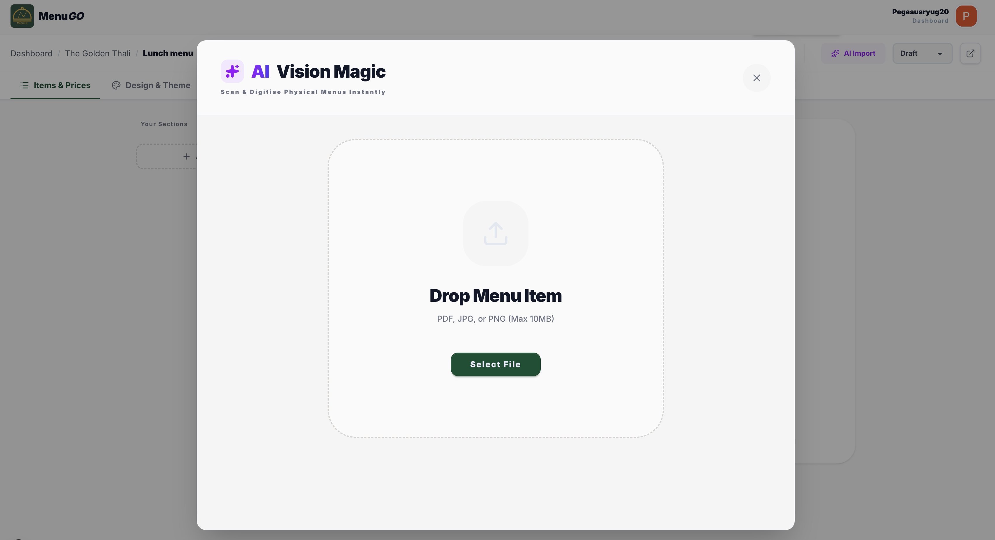 MenuGo - Screenshot 2 showing product features and functionality